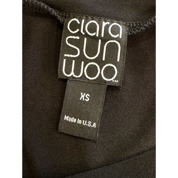 Clara Sun Woo Black Cold Shoulder Long Sleeve Asymmetric Hem Tunic Top XS - Picture 9 of 9